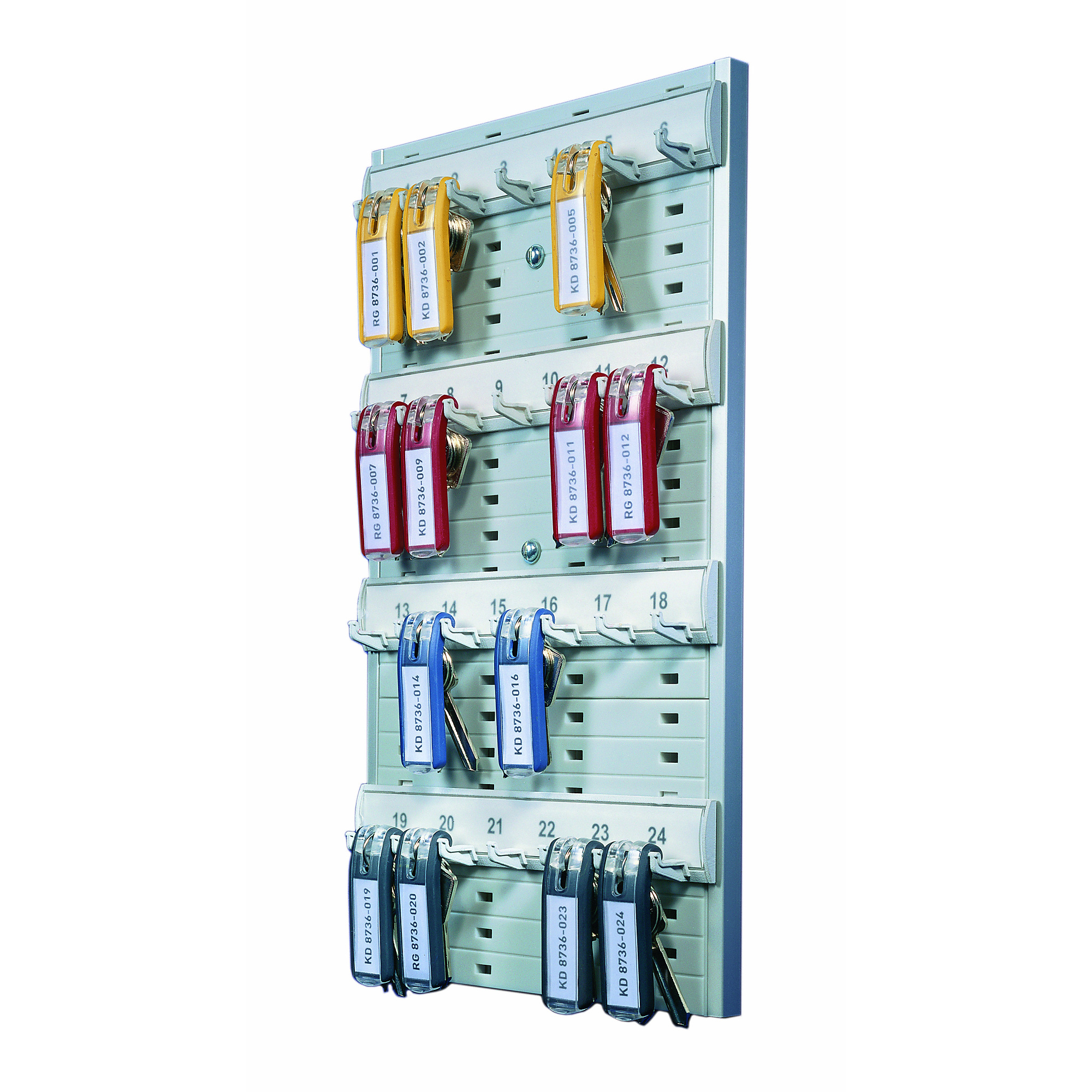 Durable, Open Key Rack for 24 Key Tags, Key Capacity 24 Width 10.25 in, Height 1.75 in, Model# 195610